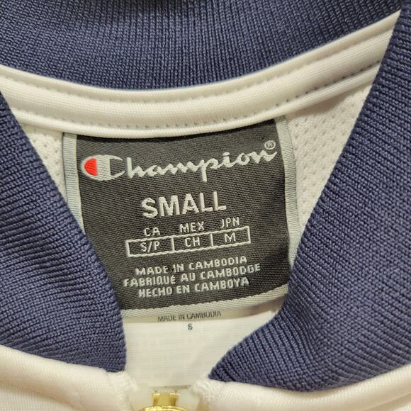 Champion Cropped Track Jacket Women’s Small White Logo Tape Sleeves - Picture 4 of 11